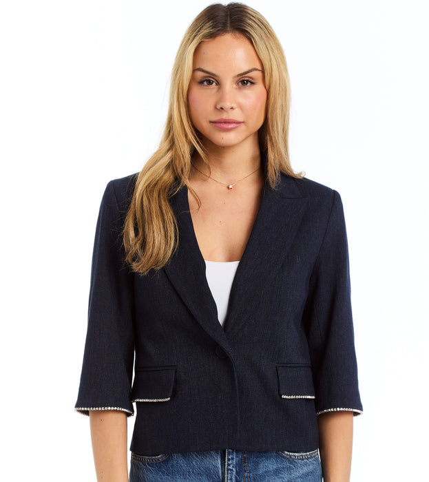 Drew Bonita Short Sleeve Jewel Blazer - Indigo