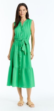 Drew Niko Gauze Dress - Grass