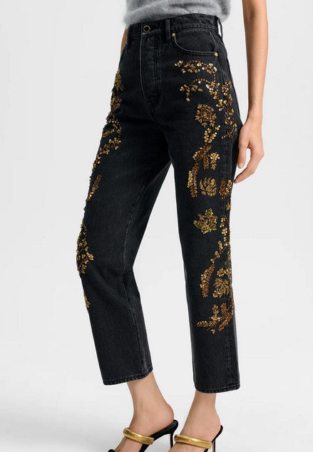 Veronica Beard Daniela Straight Leg Jeans - Washed Onyx