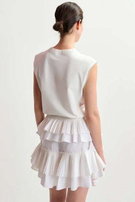 Essentiel Antwerp Hupaul Ruffle Mini Skirt - White