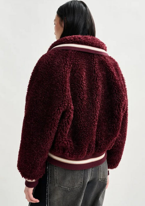 Essentiel Antwerp  Will Faux Fur Bomber - Burgundy