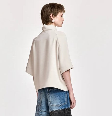 Essentiel Antwerp Kassie Tie Neck Top - Mushroom Mood