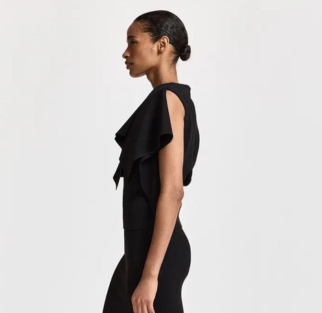 Essentiel Antwerp Know Knitted Top with Frill - Black