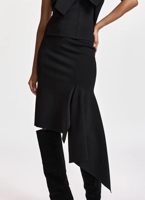 Essentiel Antwerp Kap Knitted Skirt with Frill - Black