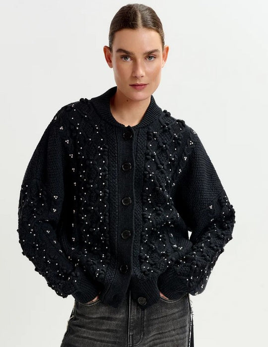 Essentiel Antwerp Iltimate Rhinestone Cardigan - Black