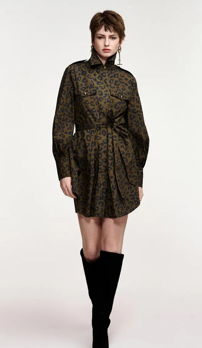 Essentiel Antwerp Keto Mini Shirt Dress - Khaki/Black