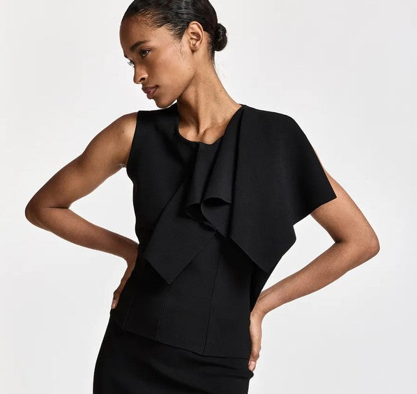 Essentiel Antwerp Know Knitted Top with Frill - Black