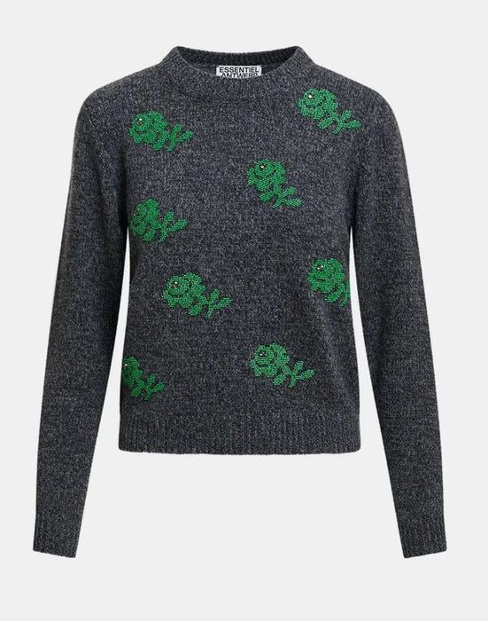 Essentiel Antwerp Korine Embroidered Pullover - Steel/Pulse