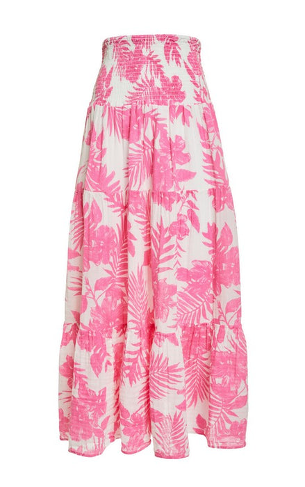 Felicite Smocked Maxi Skirt - Pink Palm