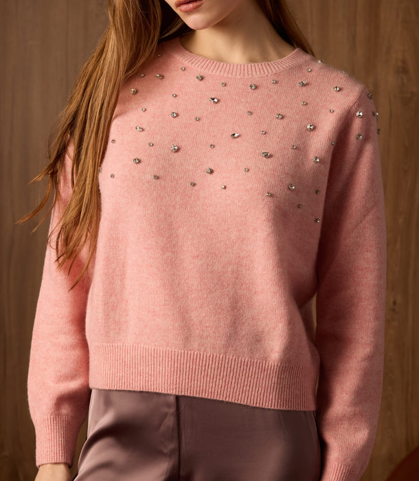 Frisson Sequin Cashmere Sweater - Pink