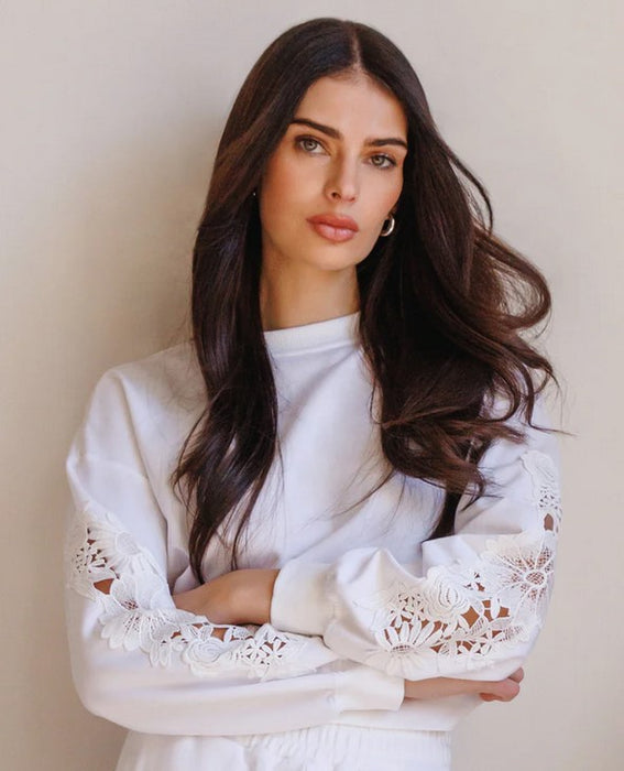 Generation Love Arabella Lace Combo Sweatshirt - White