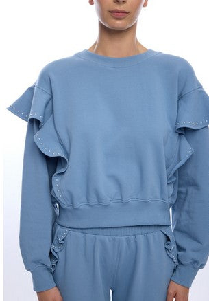 Generation Love Devona Ruffle Sweatshirt - Denim Blue