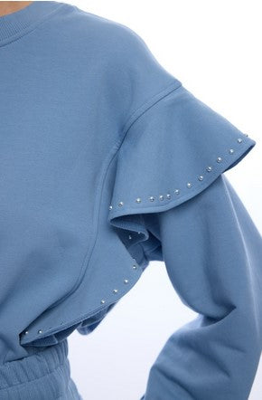 Generation Love Devona Ruffle Sweatshirt - Denim Blue