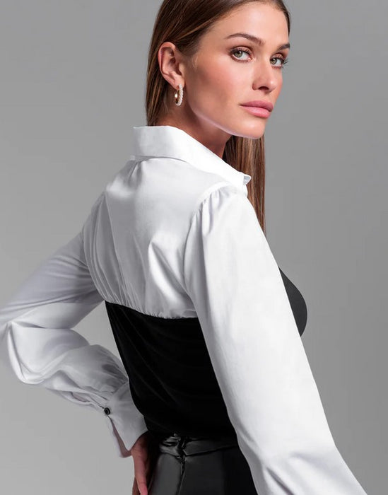 Generation Love Franny Poplin Combo Top - Black/White