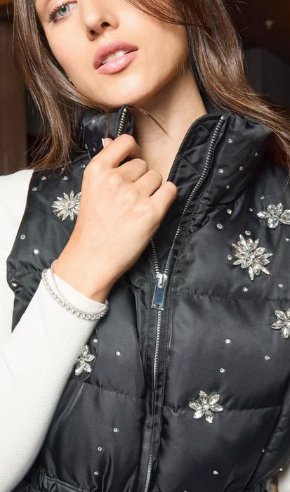 Generation Love Jenia Crystal Puffer Vest - Black