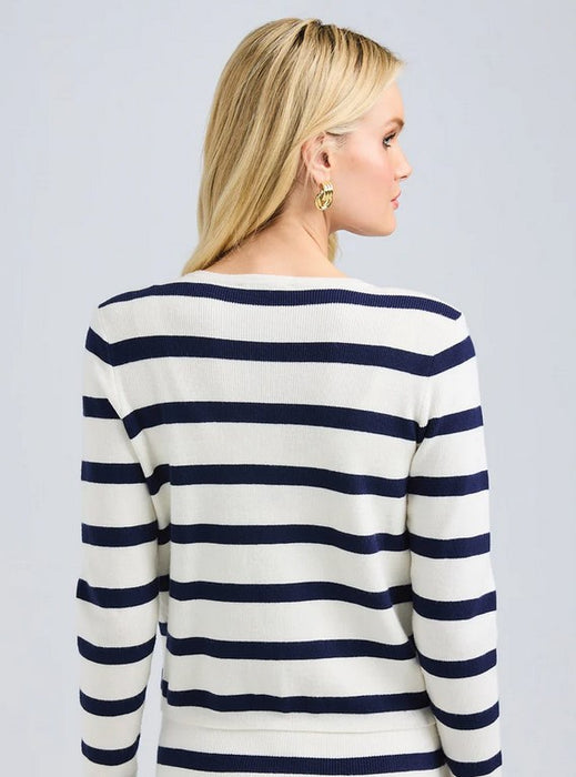 Generation Love Logan Cardigan - White/Navy