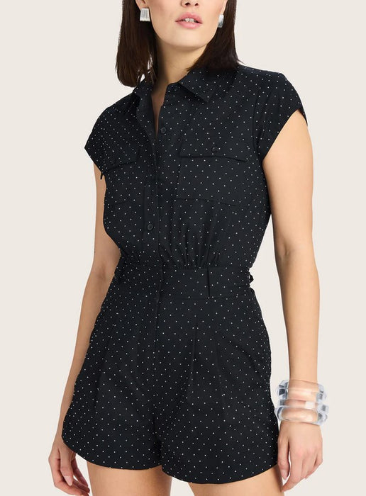 Generation Love Morgan Crystal Poplin Romper - Black