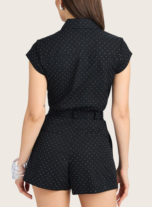 Generation Love Morgan Crystal Poplin Romper - Black