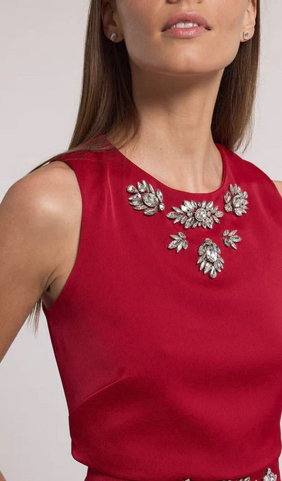 Generation Love Opal Crystal Embellished Satin Top - Ruby
