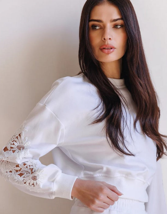 Generation Love Arabella Lace Combo Sweatshirt - White