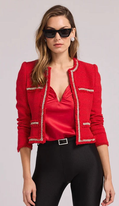 Generation Love Blaire Crystal Tweed Jacket - Red