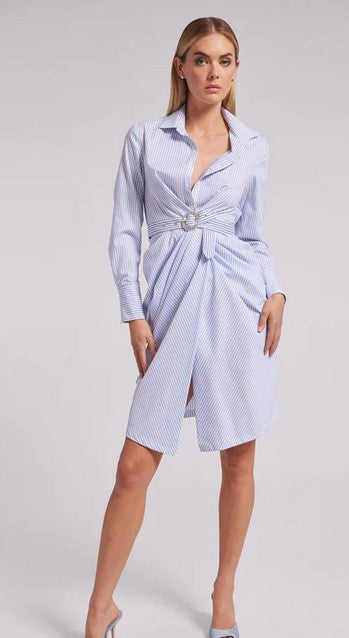 Generation Love Gloria Pinstripe Dress - Light Blue/White