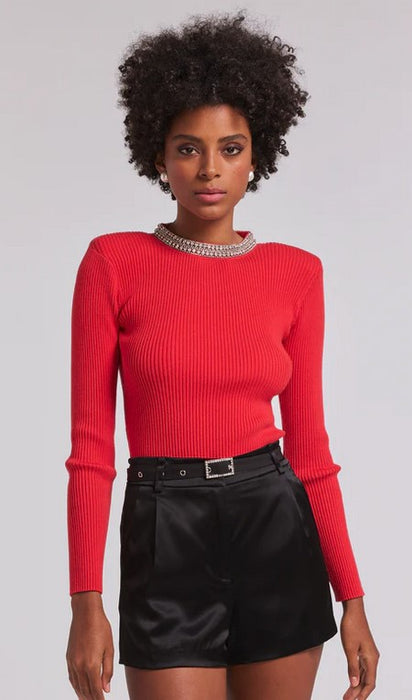 Generation Love Helene Crystal Rib Top - Red