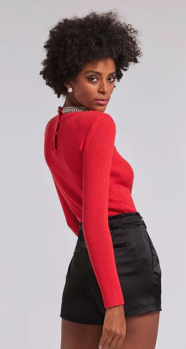 Generation Love Helene Crystal Rib Top - Red