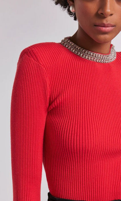 Generation Love Helene Crystal Rib Top - Red