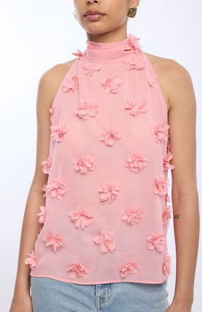 Generation Love Irena 3D Floral Halter - Mauve Pink