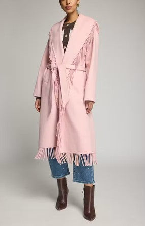 Generation Love Jenny Wool Fringe Coat - Rose Quartz