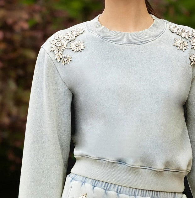 Generation Love Julie Crystal Sweatshirt - Washed Denim