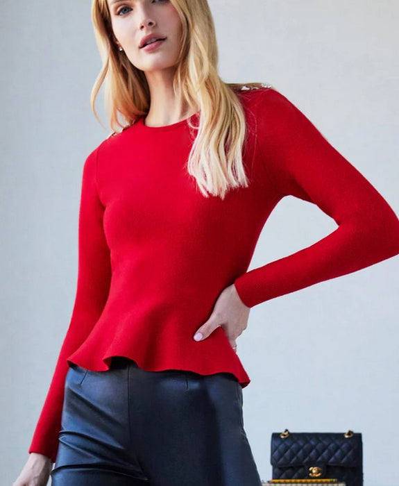 Generation Love Panache Peplum Sweater - Red