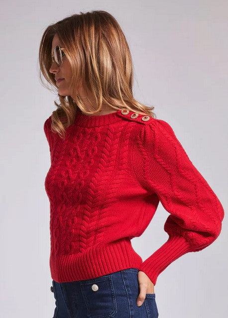 Generation Love Rylan Cable Button Sweater - Red