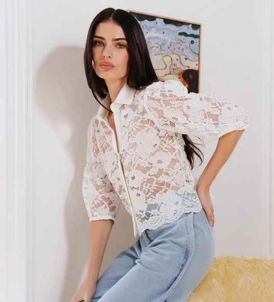 Generation Love Tammy Lace Shirt - White