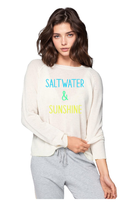 Golden Sun Cashmere Saltwater & Sunshine Sweater - White