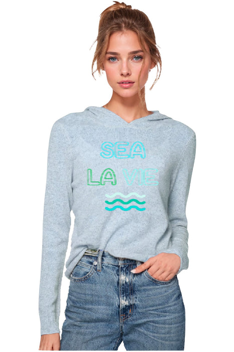 Golden Sun Cashmere Sea La Vie Hoodie - Blue