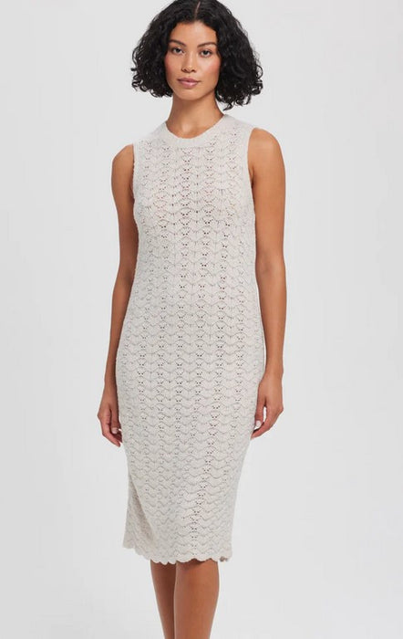 Goldie Boucle Midi Dress - White Sand