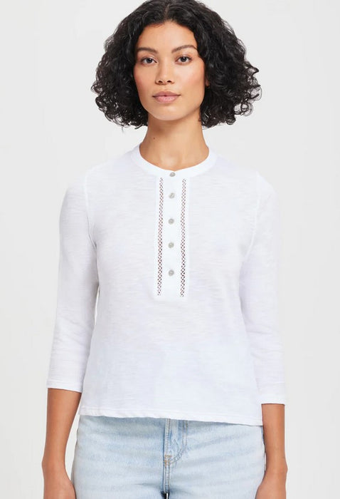 Goldie Honor Embroidered Henley - White