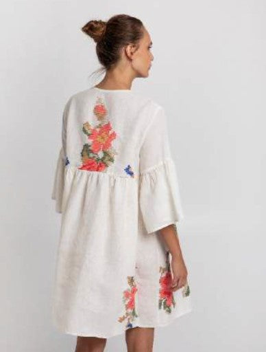 Greek Archaic Kori Rose Dress - White