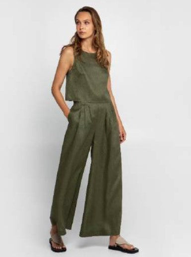 Greek Archaic Kori Linen Tank - Olive