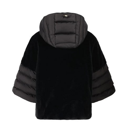 Herno Faux Fur Combo Coat - Black