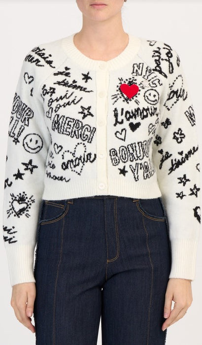 Cinq a Sept Love Doodles Millie Cardigan - Ivory