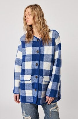John + Jenn Jones Plaid Sweater - Blueberry