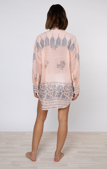 Juliet Dunn Dhaka Print Shirt - Peach Petral