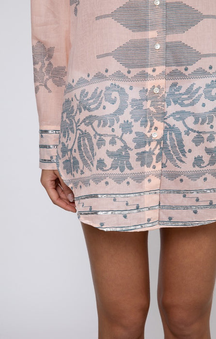 Juliet Dunn Dhaka Print Shirt - Peach Petral