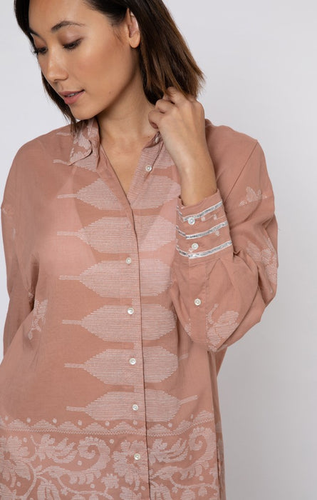Juliet Dunn Dhaka Print Shirt - Peach Petral