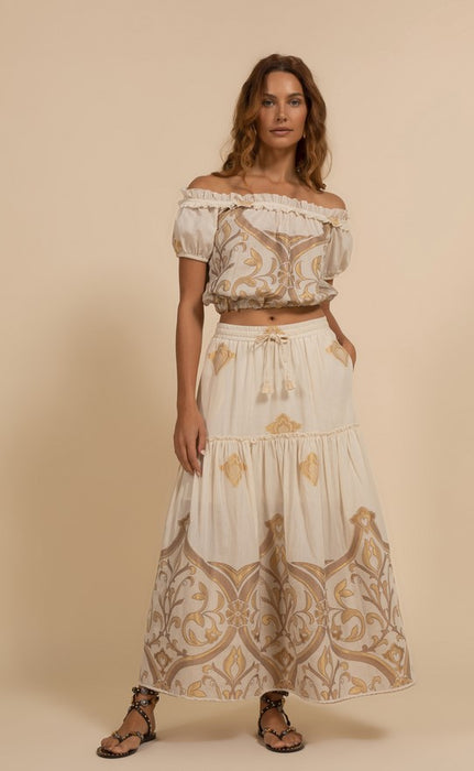 Kasia Celeste Maxi Skirt - Gold/Sand