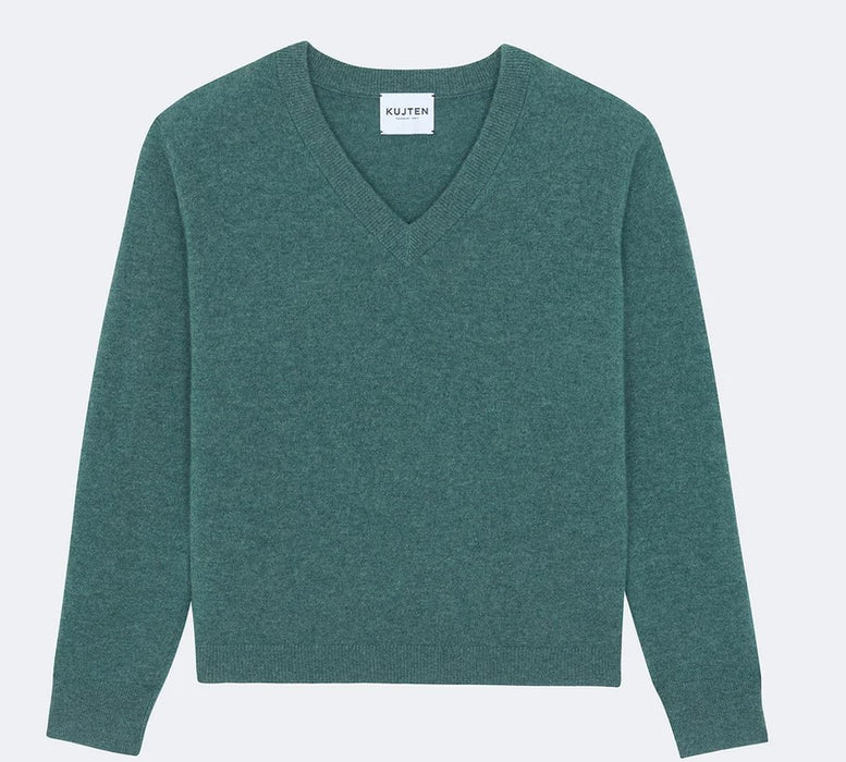 Kujten Lita V Neck Sweater - Vert Wakame