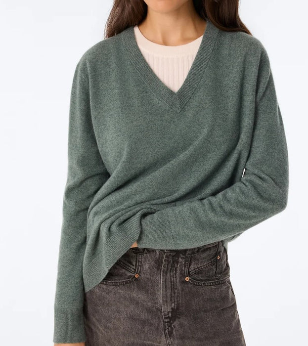 Kujten Lita V Neck Sweater - Vert Wakame